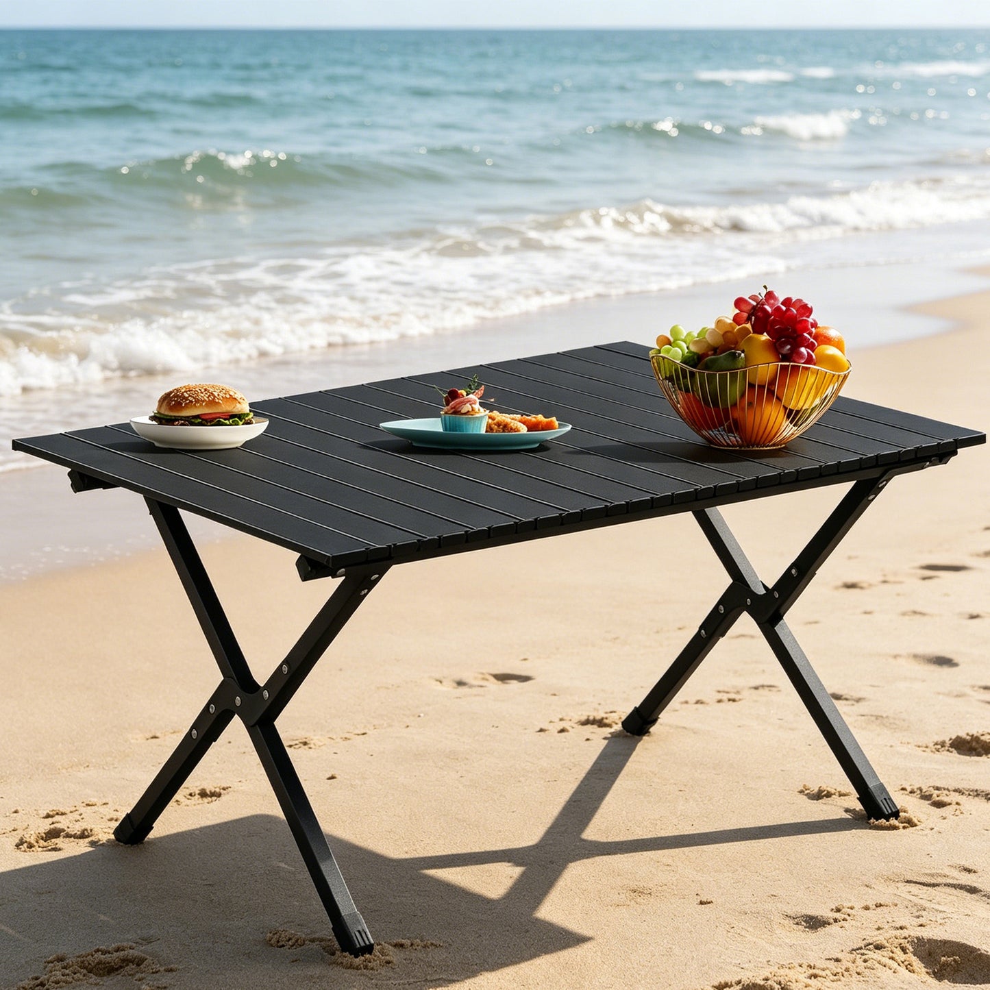 116cm Folding Camping Table - Lightweight Carbon Steel Picnic Table