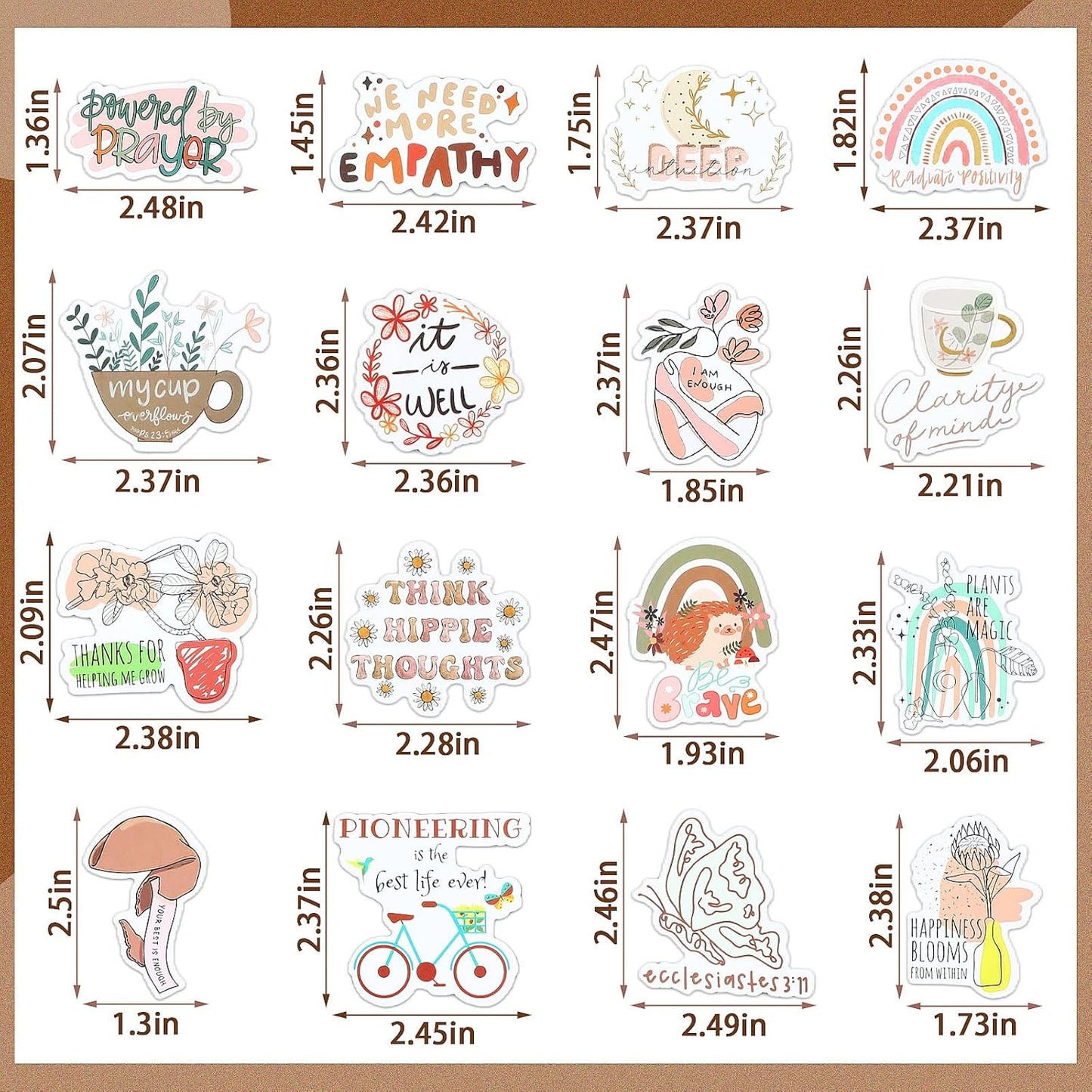 100 PCS Inspirational Bible Verse Stickers - Boho Christian Decor