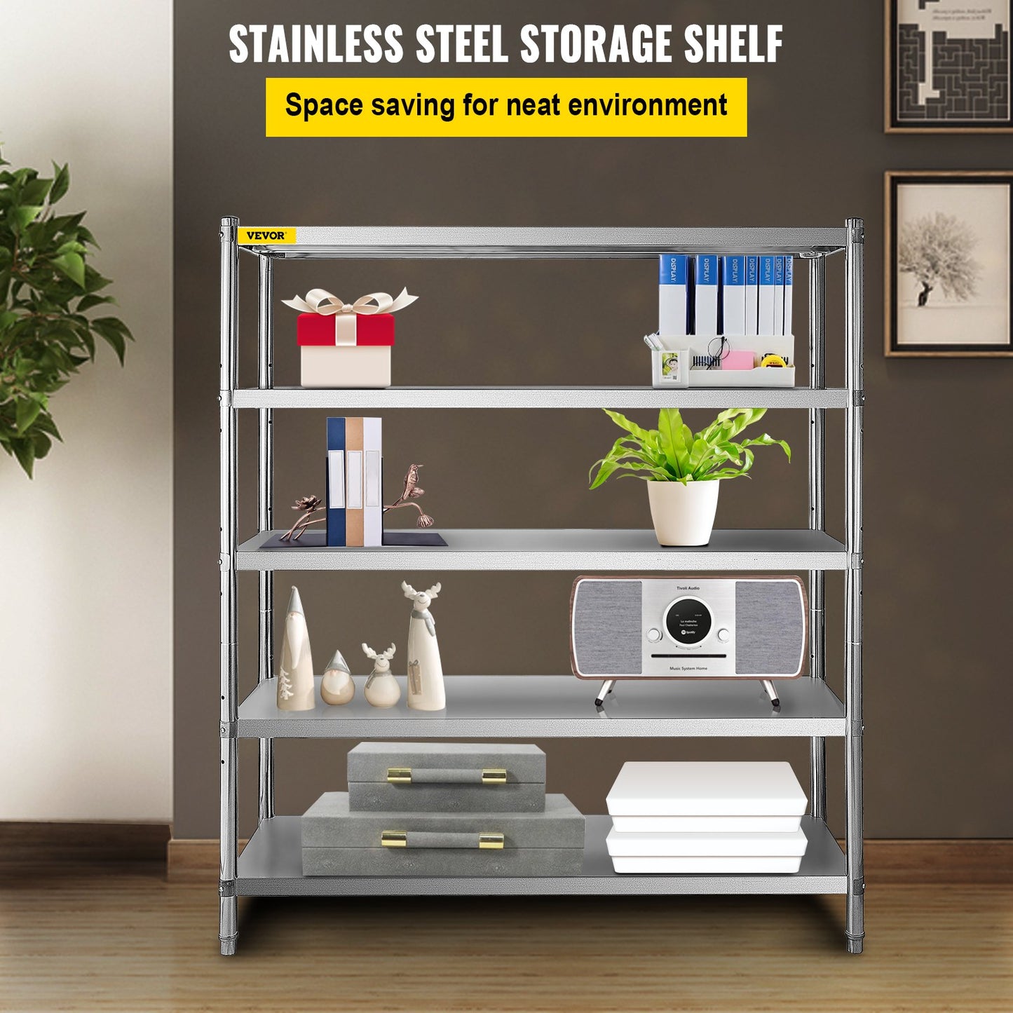 5-Tier Heavy Duty Storage Shelf - Stainless Steel, 1650 lbs Capacity
