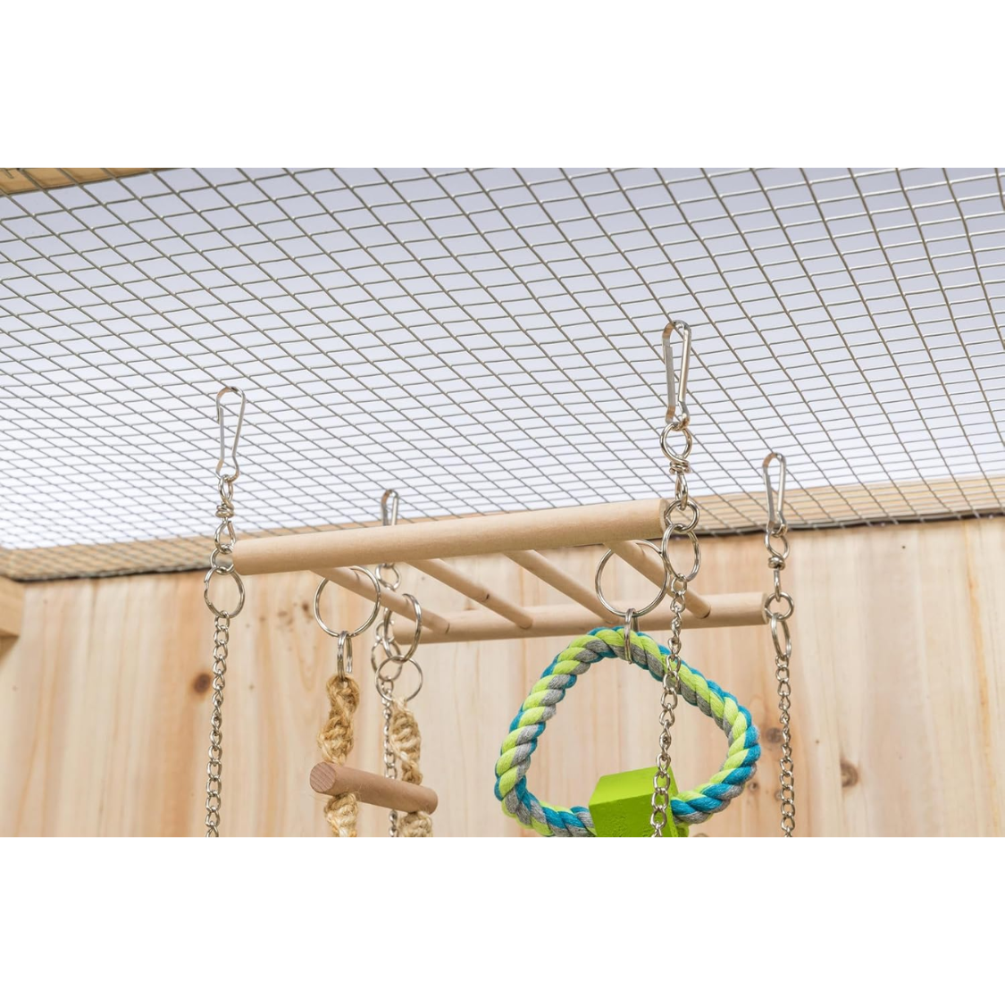 Small Animal Hanging Bridge with Hammock and Climbing Toys - Cage Accessory