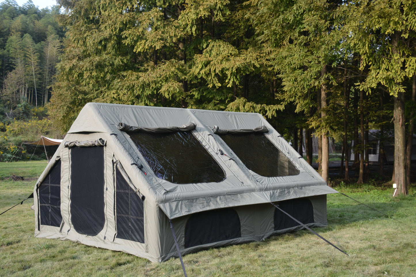 Inflatable Camping Tent - 9.8x13ft for 7-8 People, Waterproof, Easy Setup - Army Green