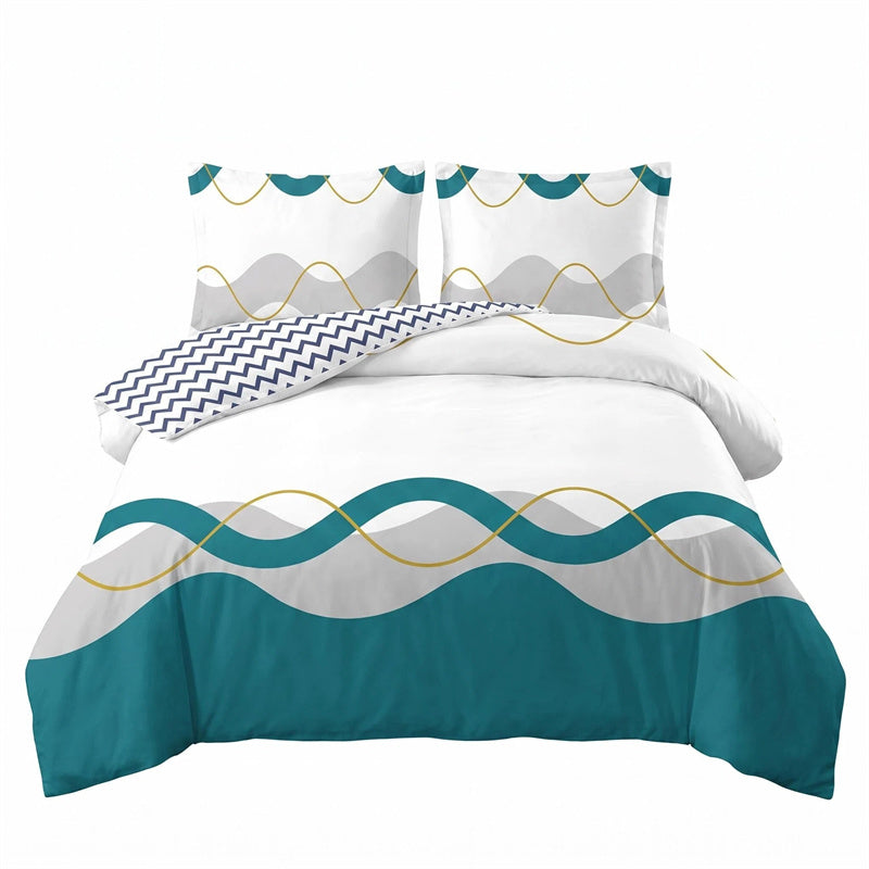 3 Piece Reversible Duvet Cover Set - Heavyweight Microfiber Bedding