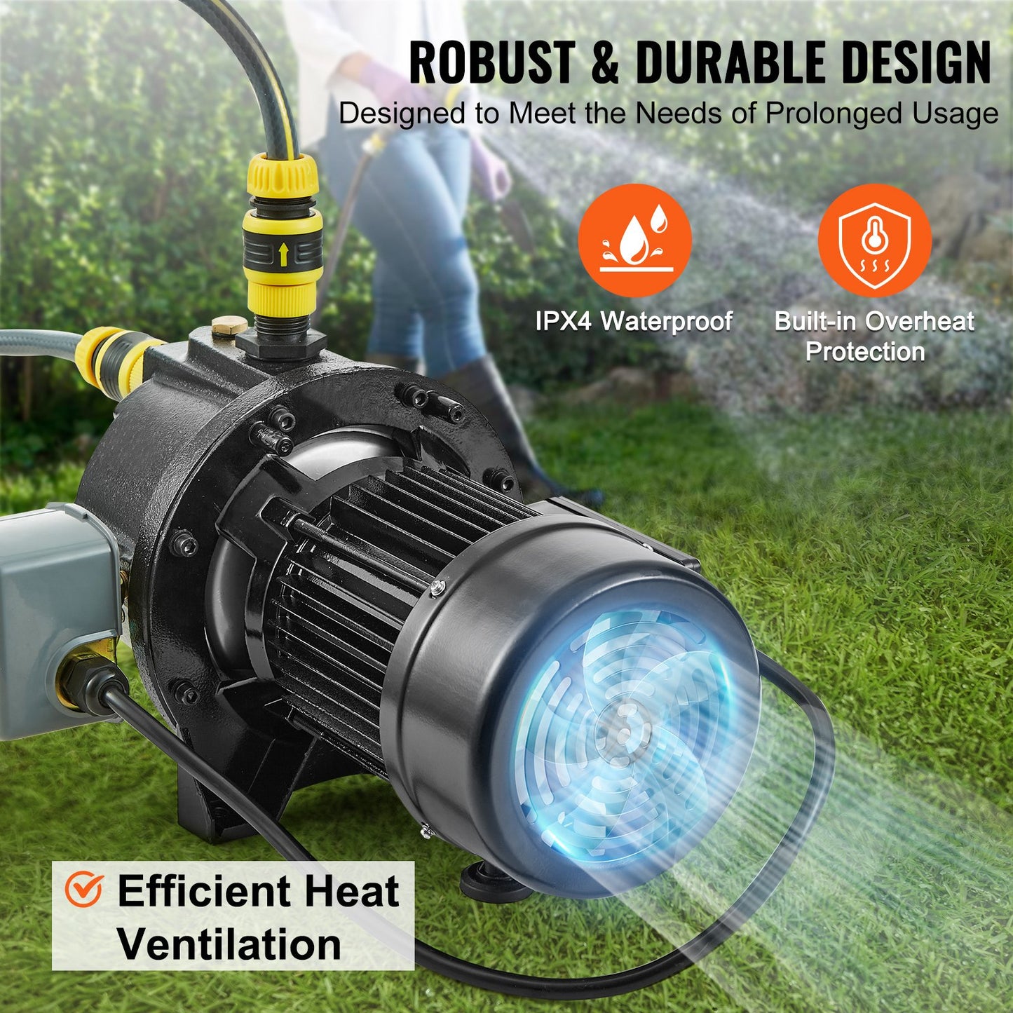 1 HP Shallow Well Jet Water Pump 17.6 GPM 164 ft Head Automatic Pressure Switch Black