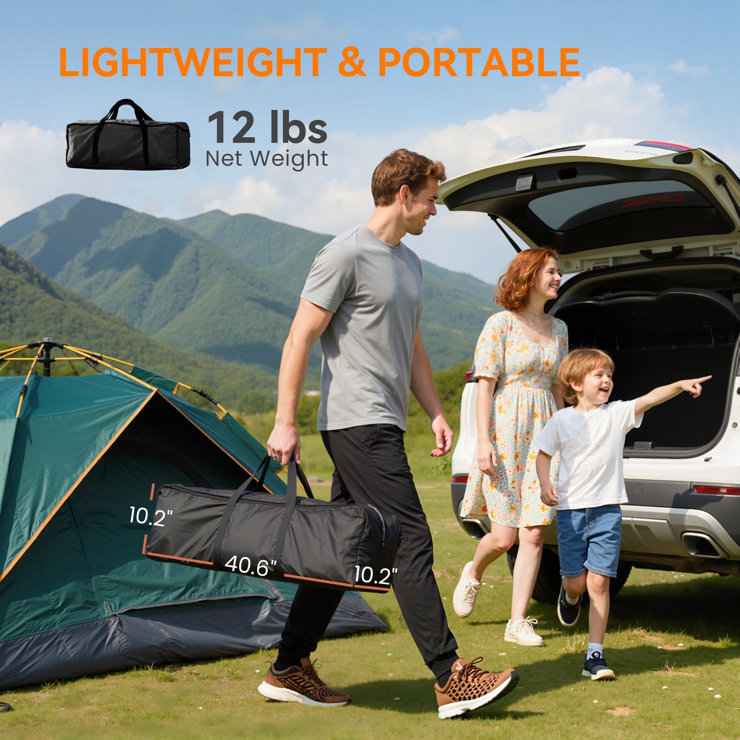 Portable Folding Camping Chair with Cup Holders & Side Pockets - Gray