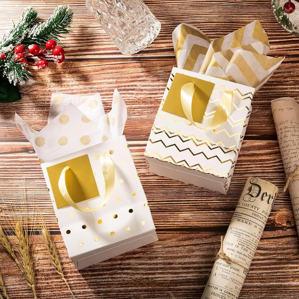 Mini Metallic Gift Bags - 12 Pcs with Handles for Parties