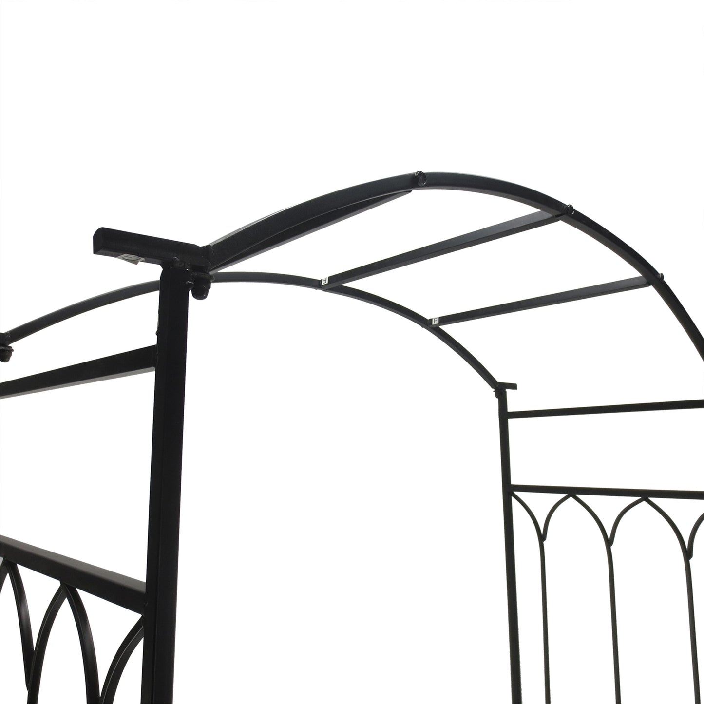 Garden Arbor Arch with Bench for Climbing Plants - Black