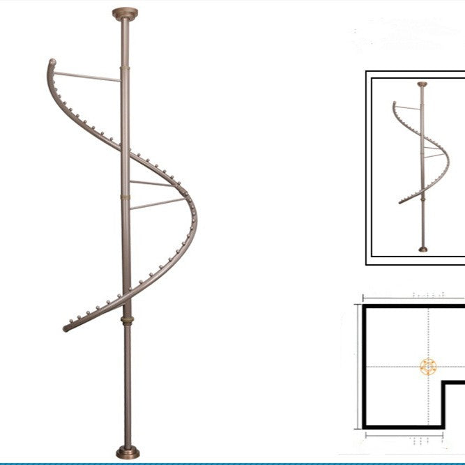 360 Degree Rotating Wardrobe Closet Hanger with Stainless Steel Rail - Adjustable Height