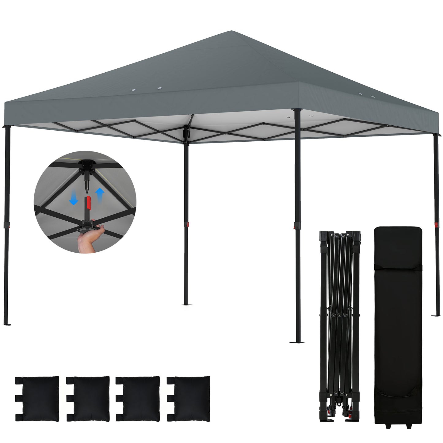 10x10 ft Pop Up Canopy Tent - Portable Outdoor Shelter, Dark Gray