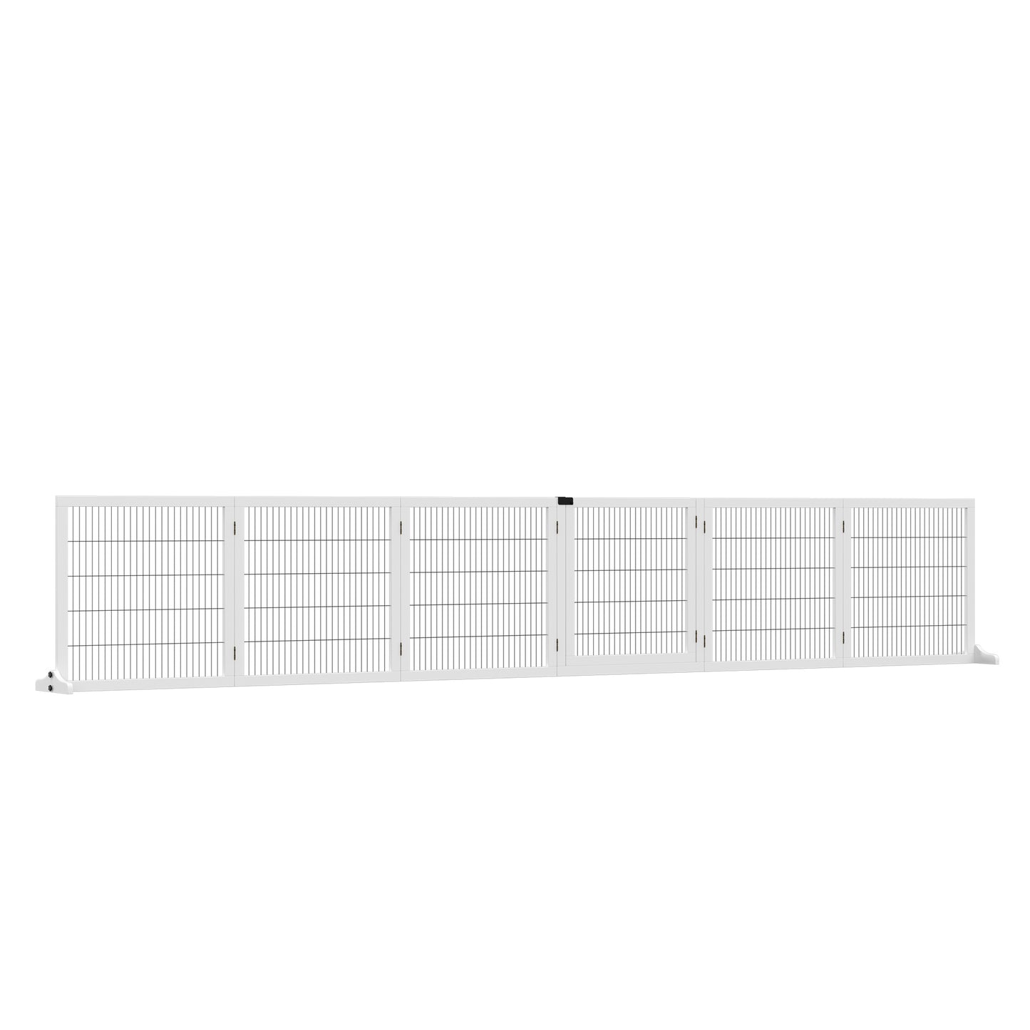 Wooden 6-Panel Pet Gate for Small & Medium Dogs - White, Foldable Safety Barrier