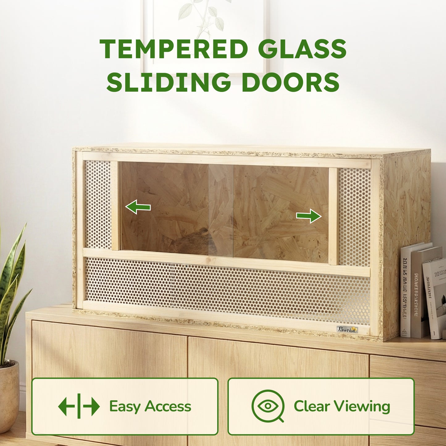 Wooden Reptile Terrarium with Sliding Glass Door for Lizard Snake Frog Turtle 31.5x15.7x15.7 inches