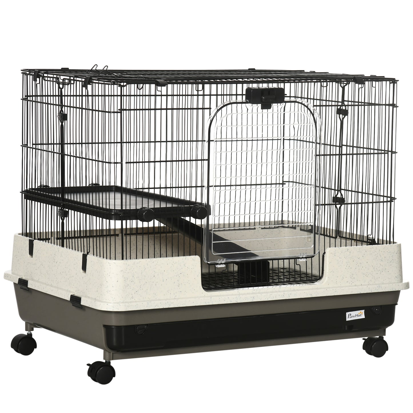 2-Tier Compact Rolling Small Animal Cage for Rabbits, Hamsters & More