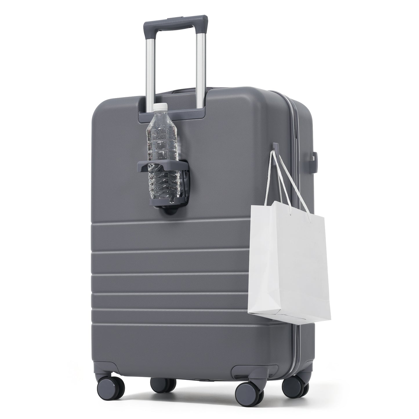 4-Piece Luggage Set with USB Charging Ports - Grey