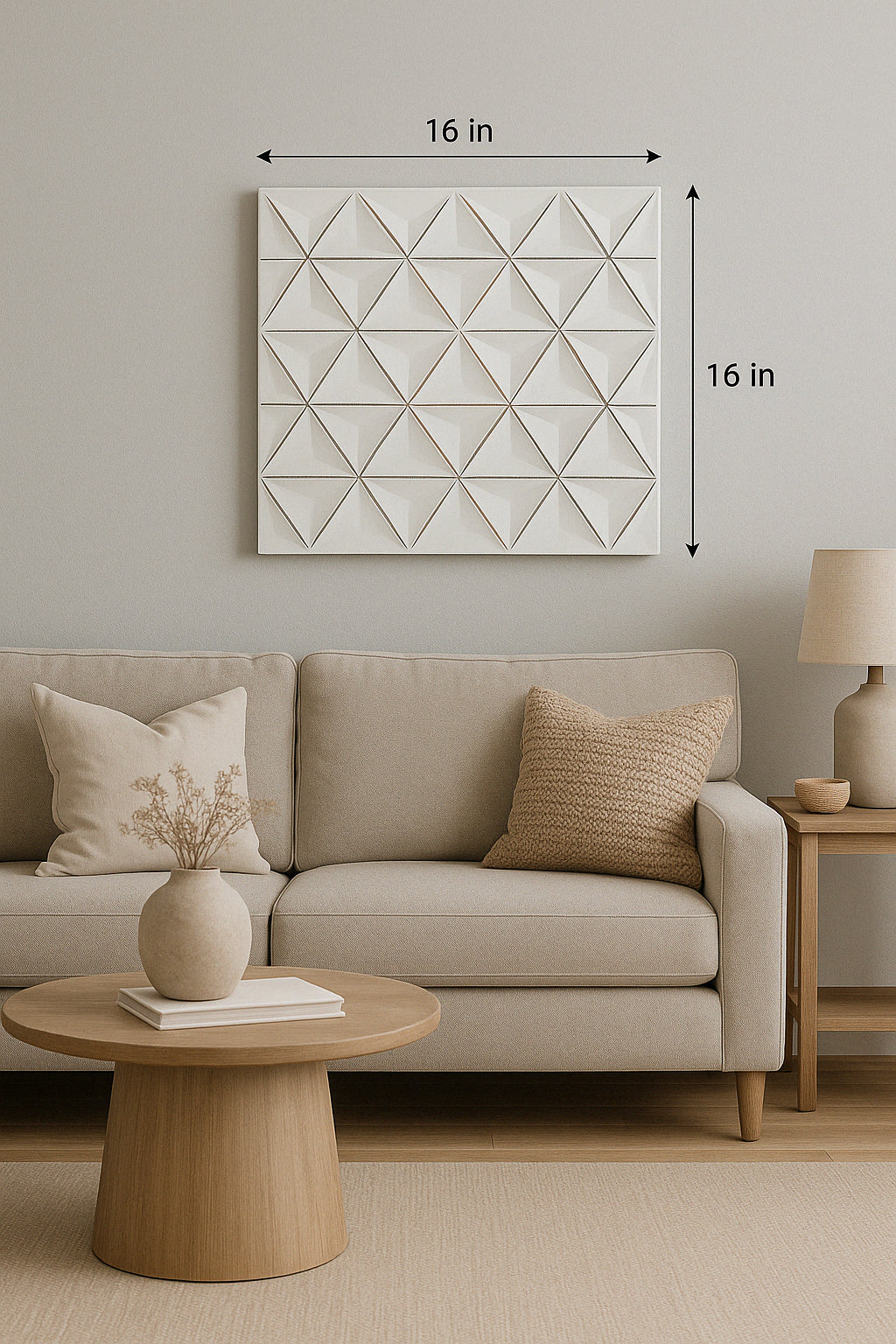 White Square Shape Handcrafted MDF Wall Decor -16 X16 Elegant Home