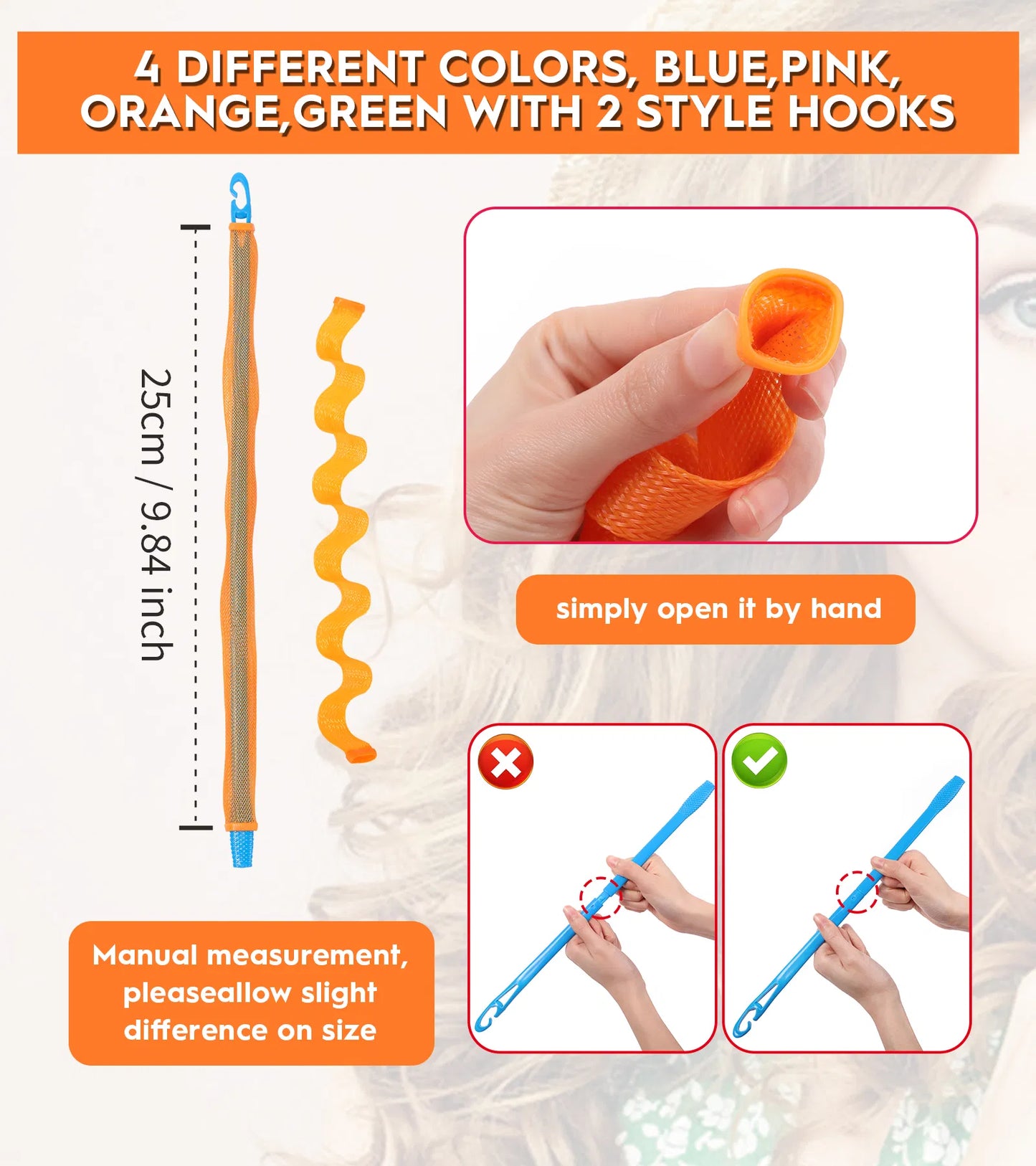 Heatless Hair Curler Set - 30 Pcs Spiral Wave Styling Kit, 55cm