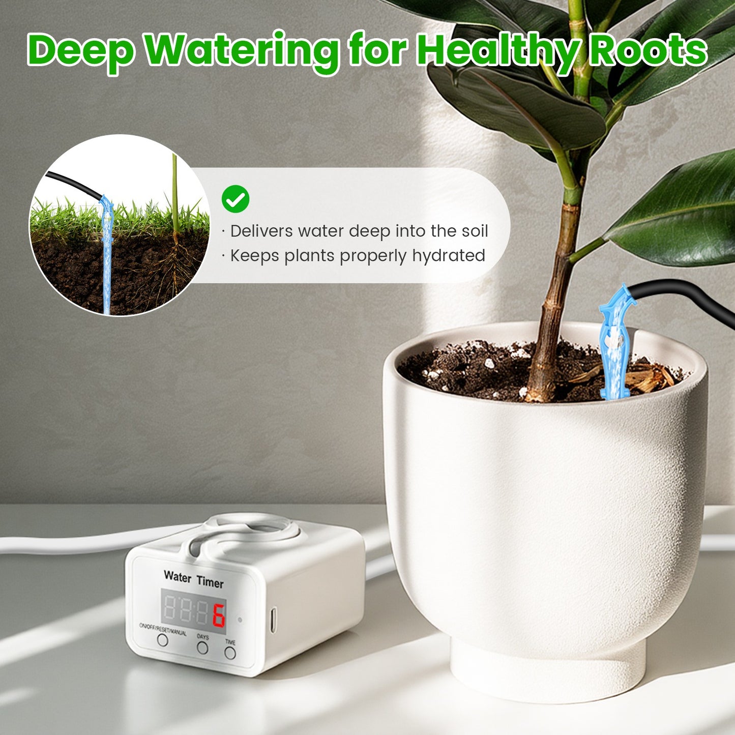 Automatic Plant Watering System with LCD Display Rechargeable Drip Irrigation for Indoor Plants