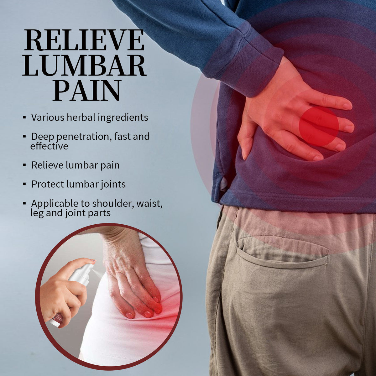 Pain Relief Spray for Lumbar, Knee & Heel Fatigue - 35ml
