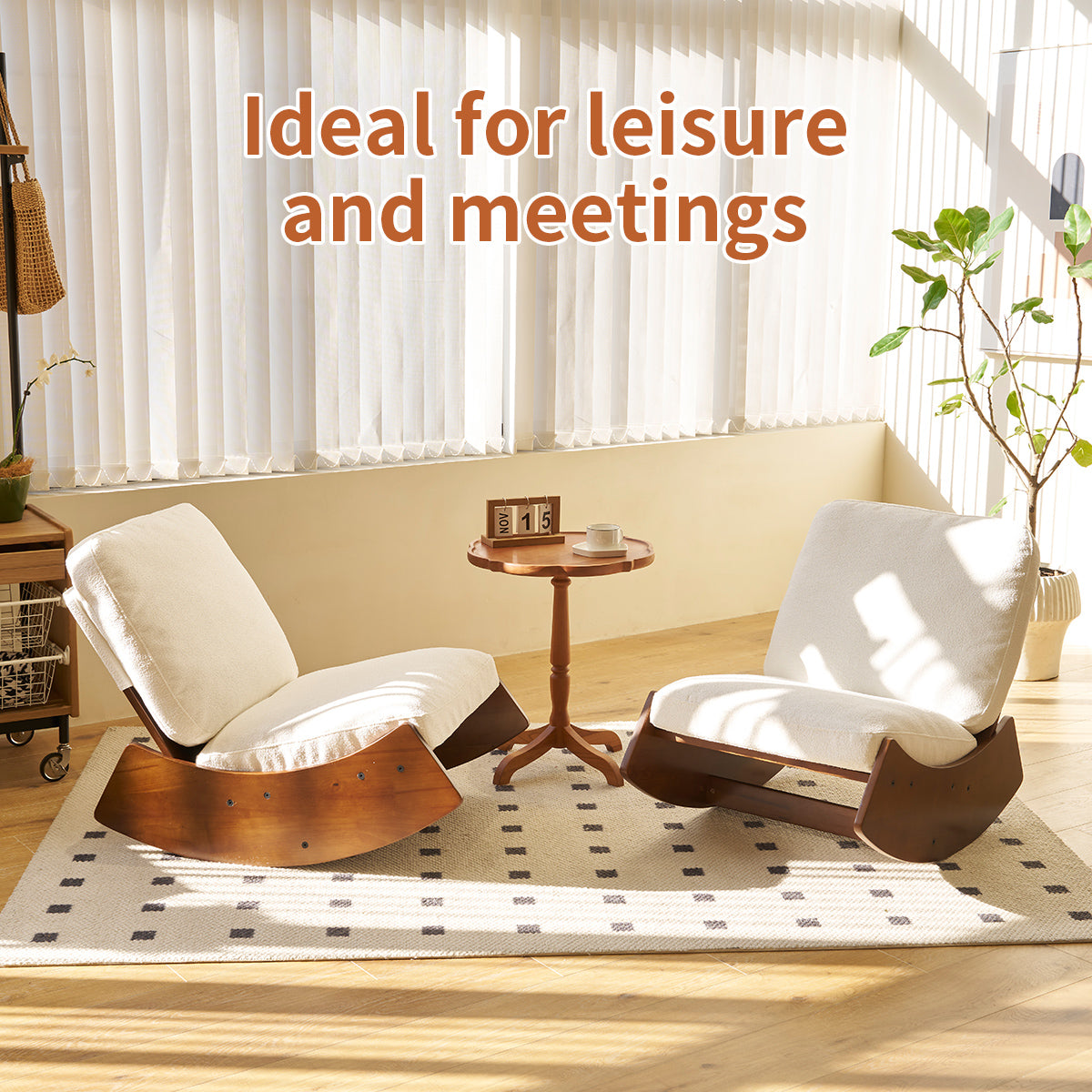 Comfortable White Glider Rocking Chair - Solid Wood Frame