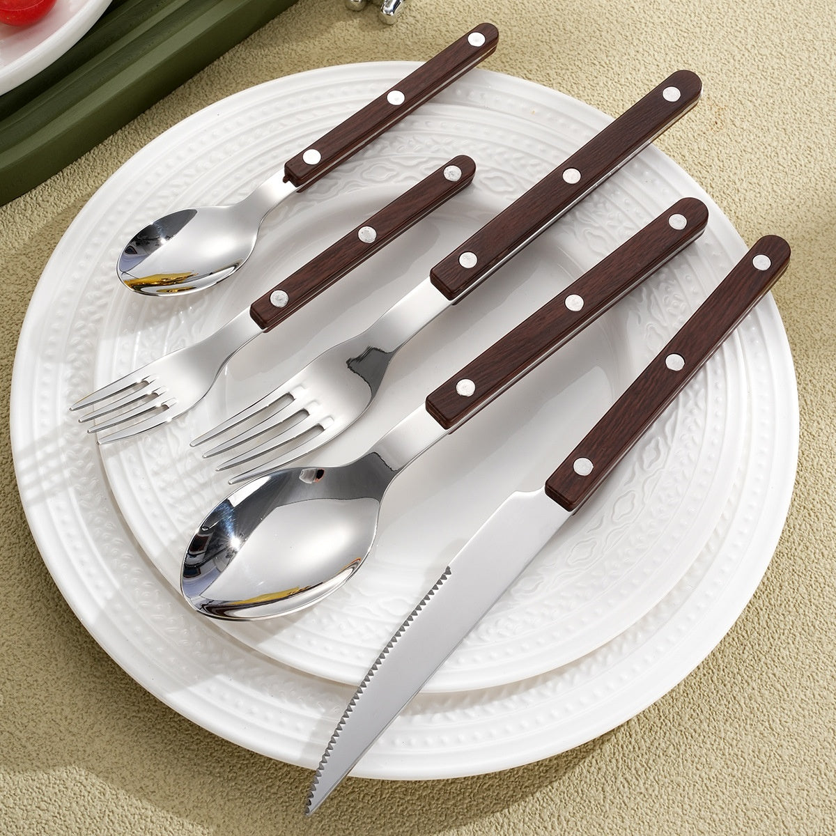 Stainless Steel Cutlery Set 4 Pieces Fork Knife Spoon Flatware Dinnerware