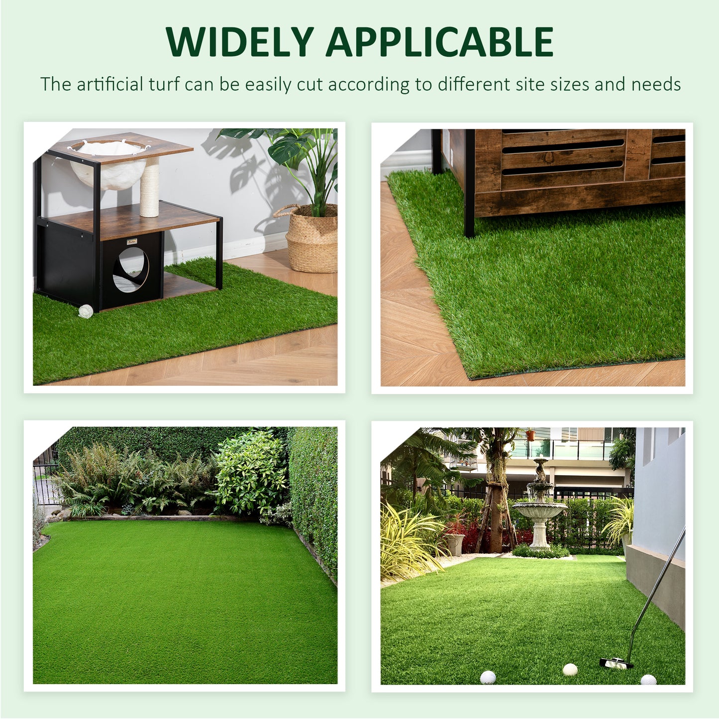 Artificial Turf Grass Mat - 10' x 3' - UV Resistant, Drain Holes, 1.25" Height