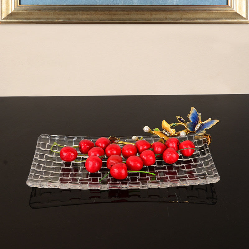 Crystal Glass Fruit Bowl - Modern Minimalist Kitchen Decor
