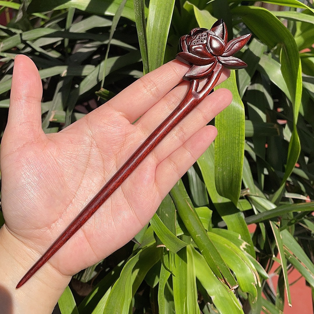 Ebony Antique Carved Hairpin