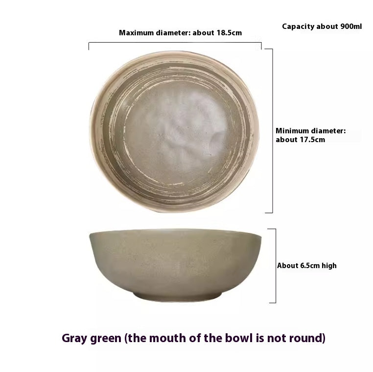 Hand-Painted Irregular Ceramic Rice Bowl - Antique Style, 7-Inch