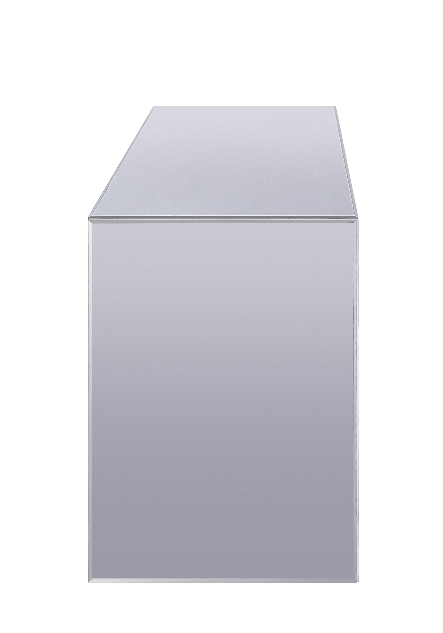 Mirrored Faux Diamonds TV Stand - Assembled, Silver Finish