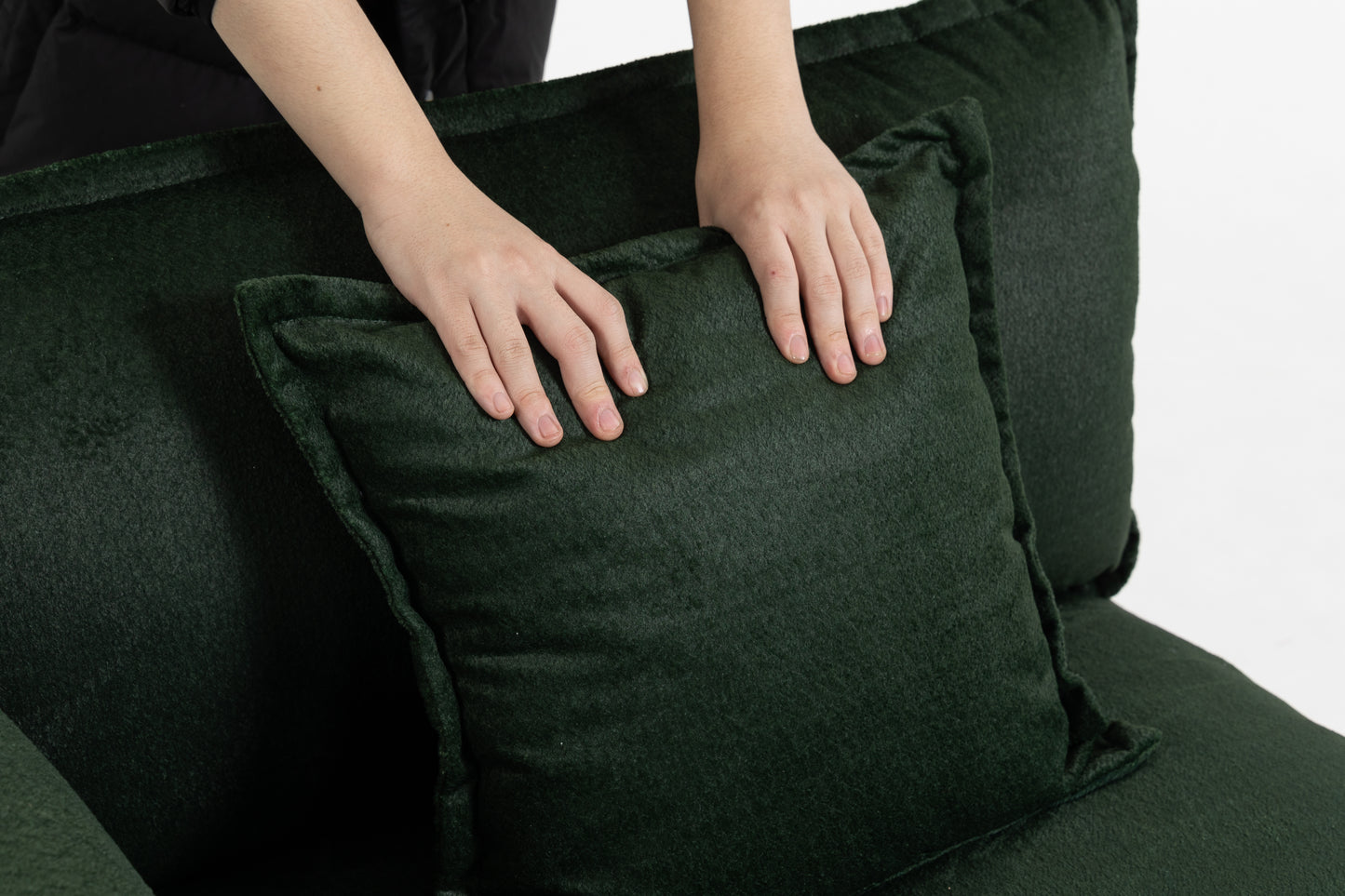 Modern 3-Seat Sectional Sofa with Ottoman - Antique Green