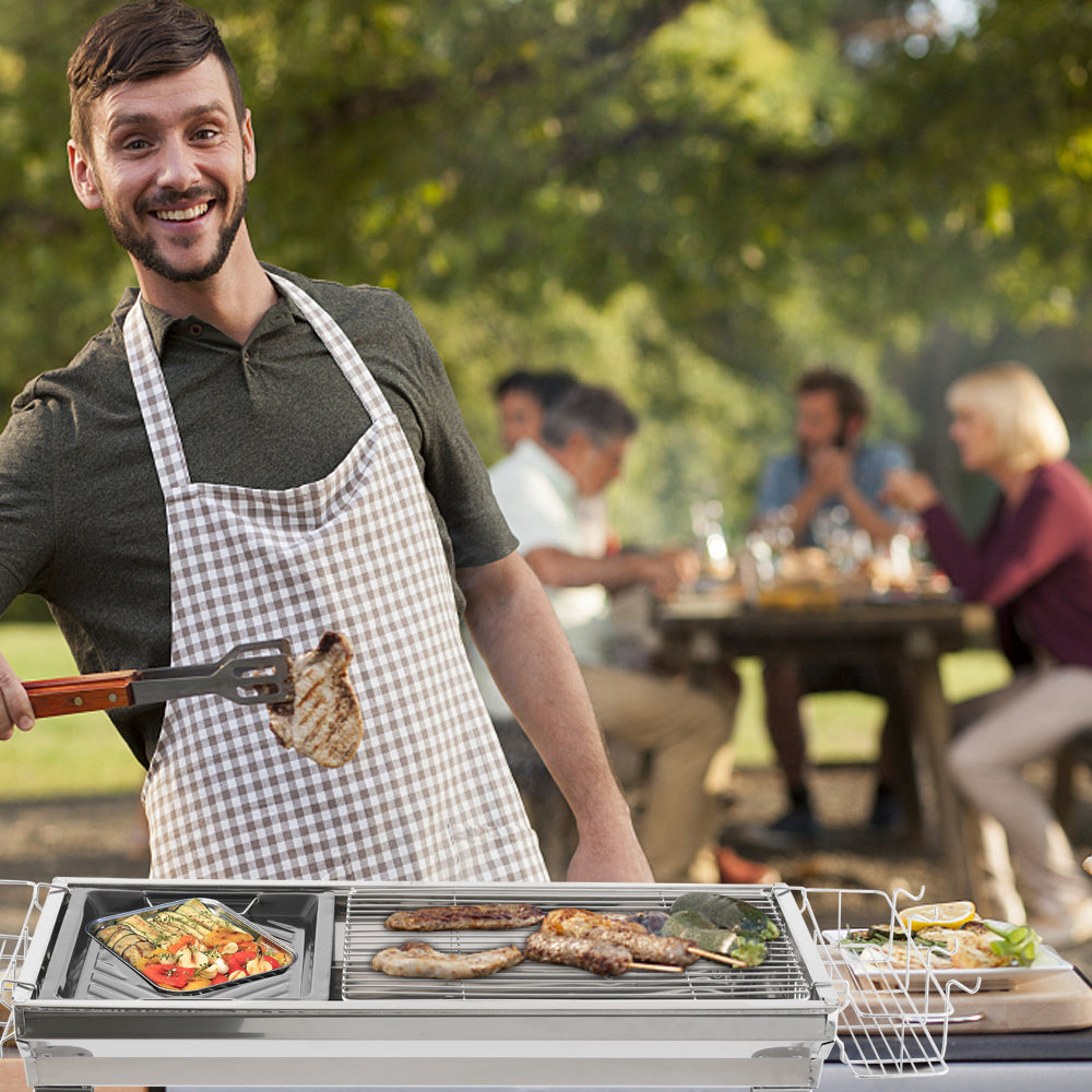 Portable Stainless Steel Barbecue Grill - 100x31x71cm