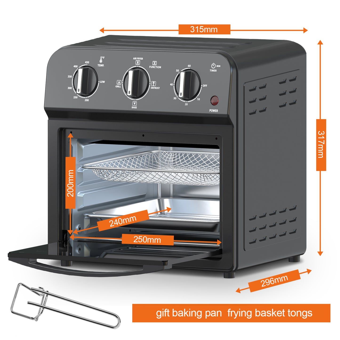 13QT Air Fryer Toaster Oven - 7-in-1 Convection Cooking