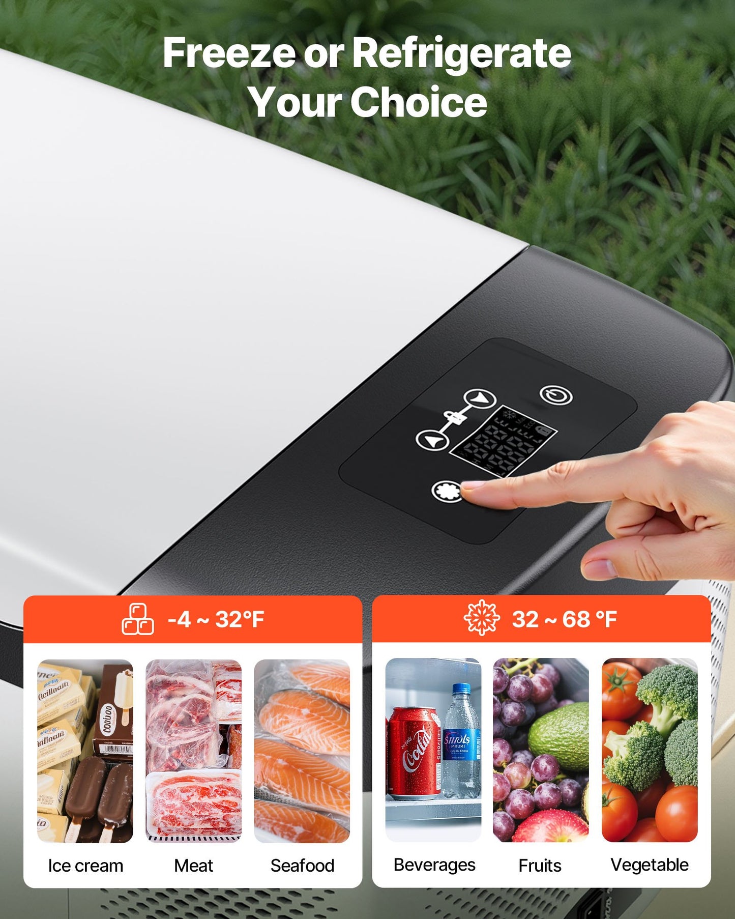 Portable Car Refrigerator Cooler - 16QT Compressor Freezer with App Control, 12/24V & AC, Black