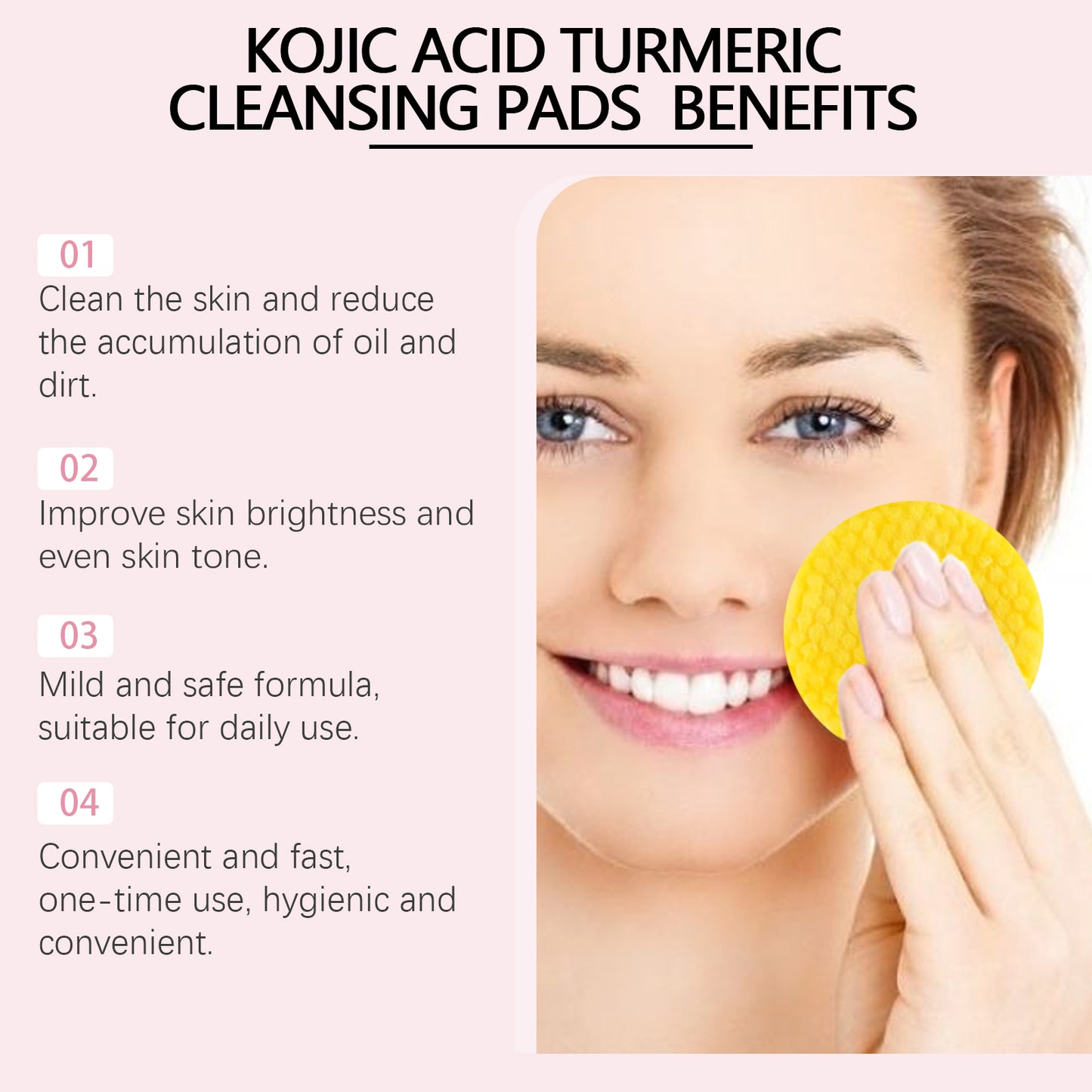 Turmeric Facial Cleansing Pads - 40 Count Exfoliating Skin Care Wipes