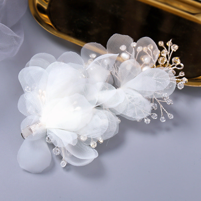 Bridal Crystal Flower Headdress - Silver