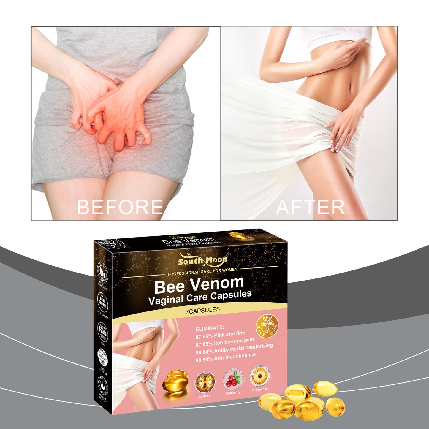 Natural Moisturizing Feminine Care Capsules with Hyaluronic Acid - 7 Capsules