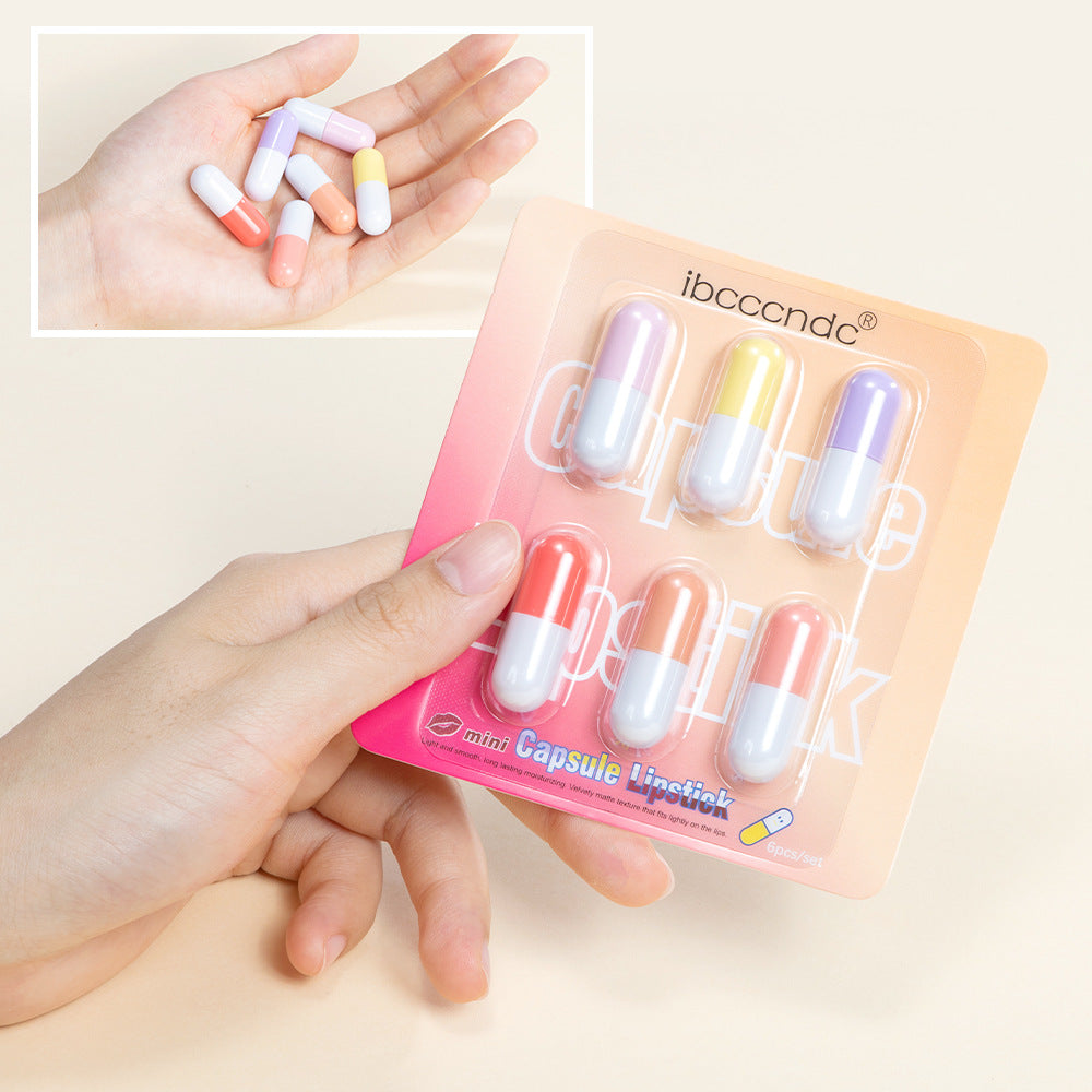Mini Capsule Lipstick Set - Easy To Carry Velvet Finish, 6 Pack