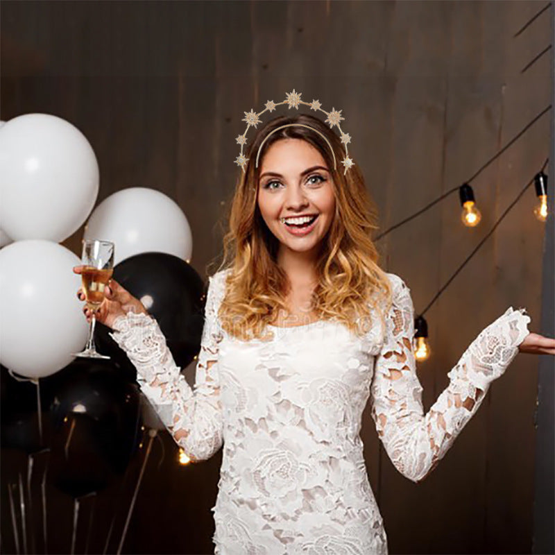 Double Layer Hexagram Headband Hair Accessory for Women - Gold & Silver