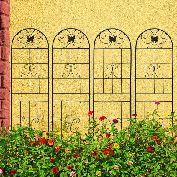 Metal Garden Trellis for Climbing Plants - 71" x 19.7" - Black - 4 Pack