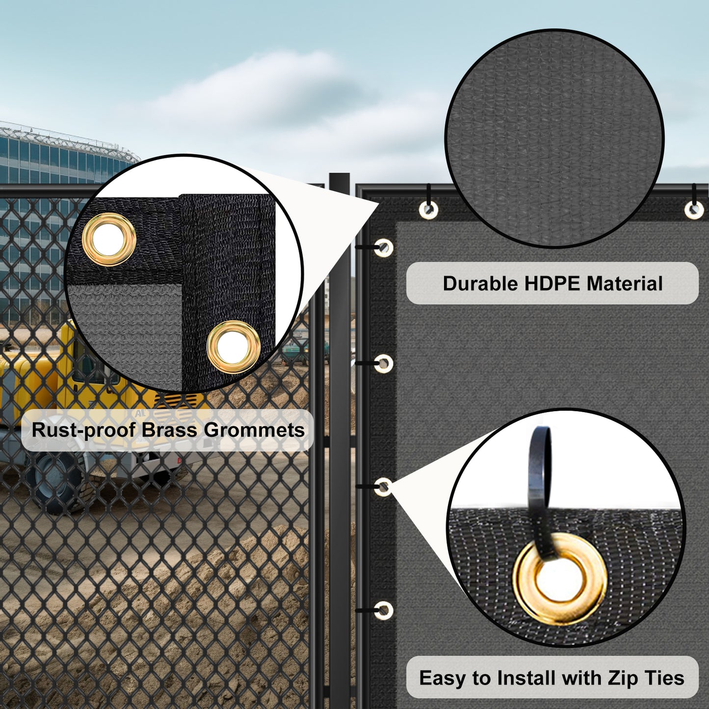 4x50ft Outdoor Privacy Fence Screen HDPE Sun-Resistant Garden Barrier - Dark Grey Black Green Brown