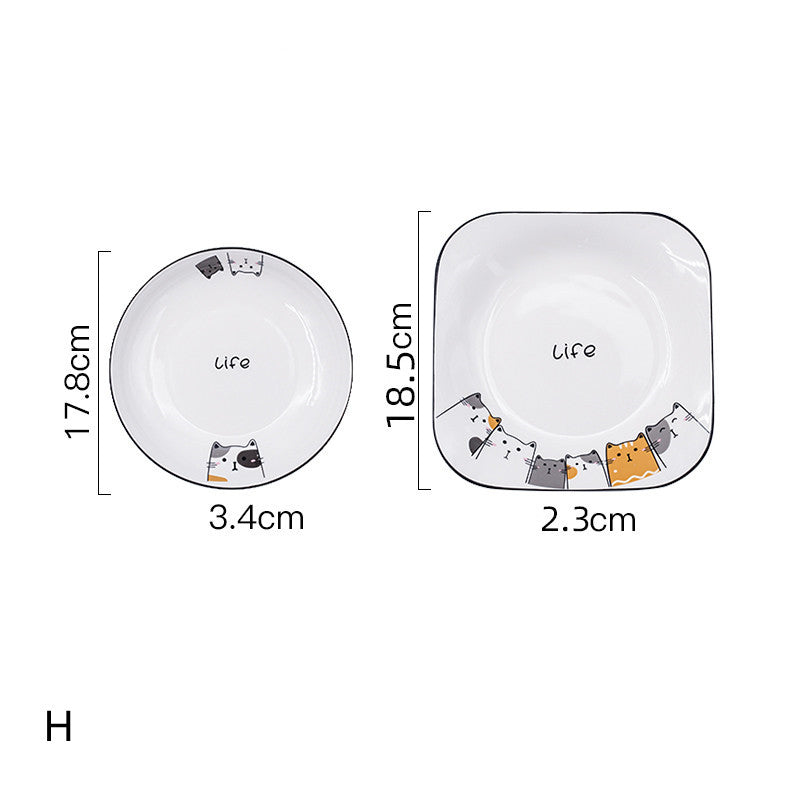 Ceramic Deep Plate Set for Kitchen & Dining - Nordic Style, 8-8.5 Inch