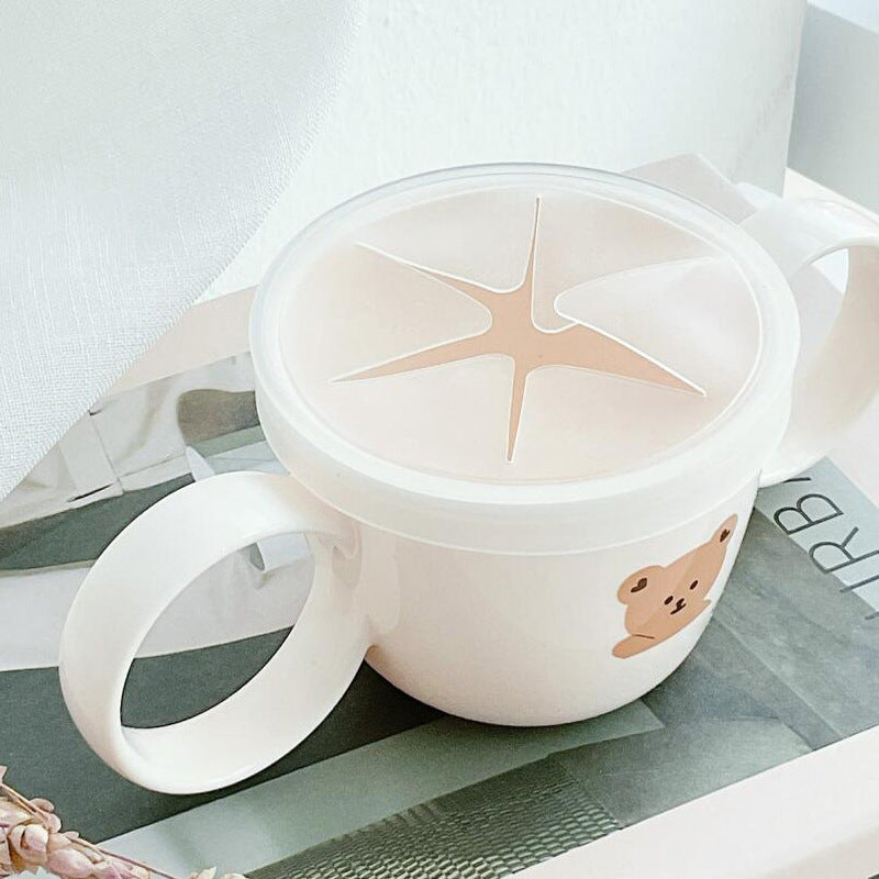 Binaural Baby Food Supplement Bowl with Lid & Straw - Microwave Safe