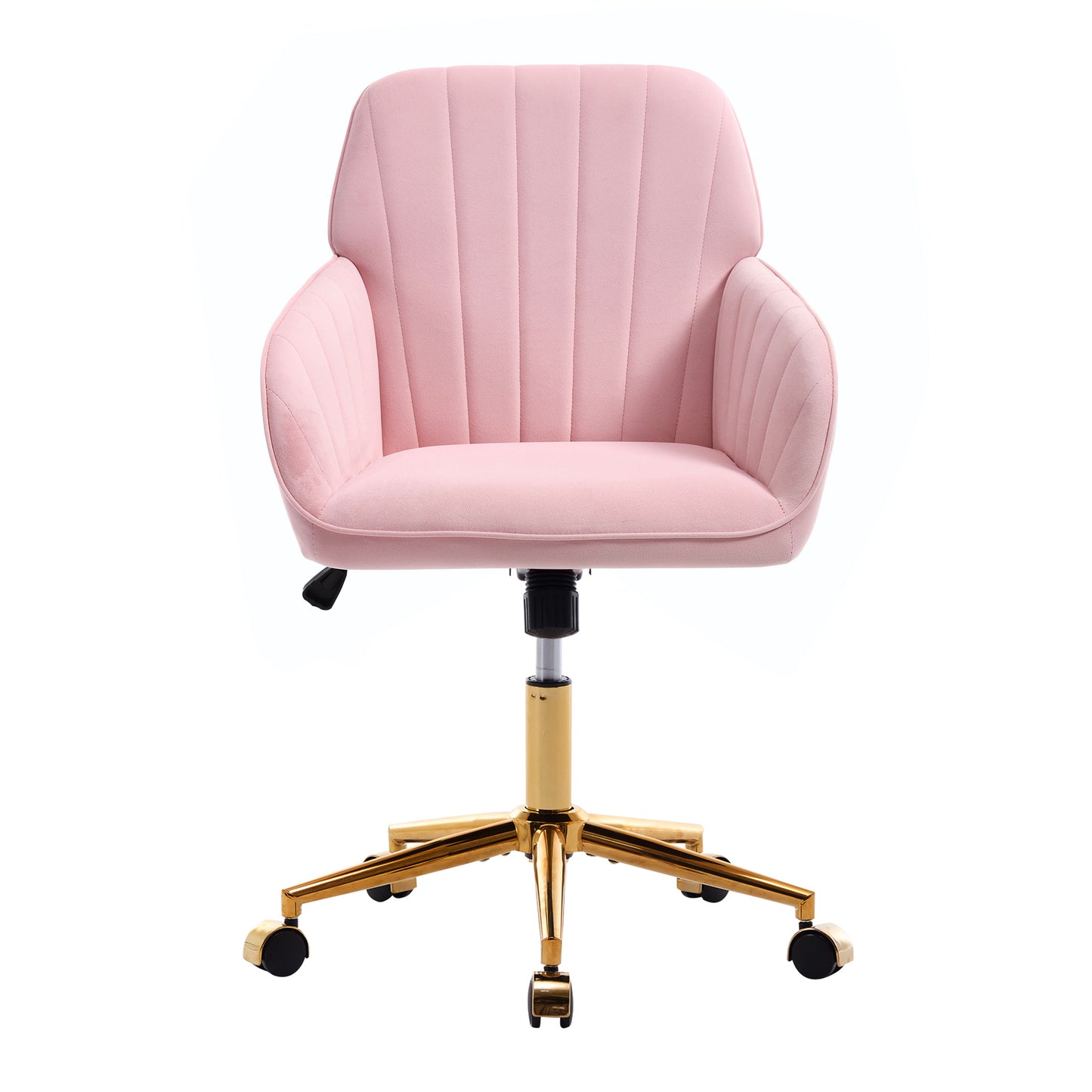Ergonomic Adjustable Office Chair - Baby Pink Velvet