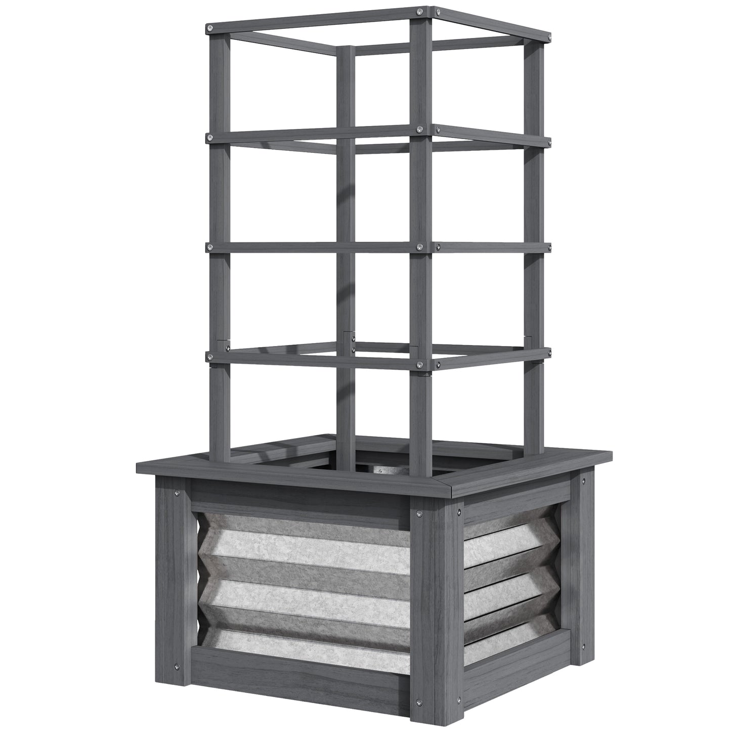 Wooden Raised Garden Bed with Trellis - Elevated Planter Box for Vegetables & Climbing Plants, Gray 550x330x135 mm