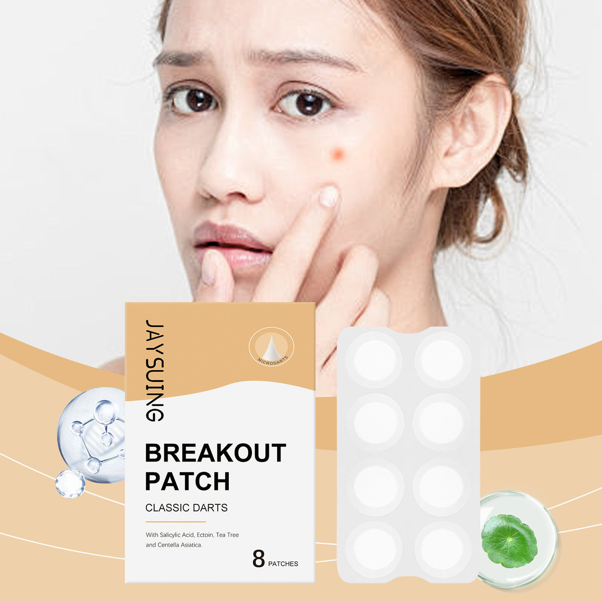 Acne Patches - Gentle Cleansing Skin Care with Tea Tree & Centella, 8 Patches