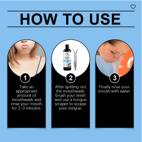 Coconut Mint Oil Pulling Mouthwash with Tongue Scraper for