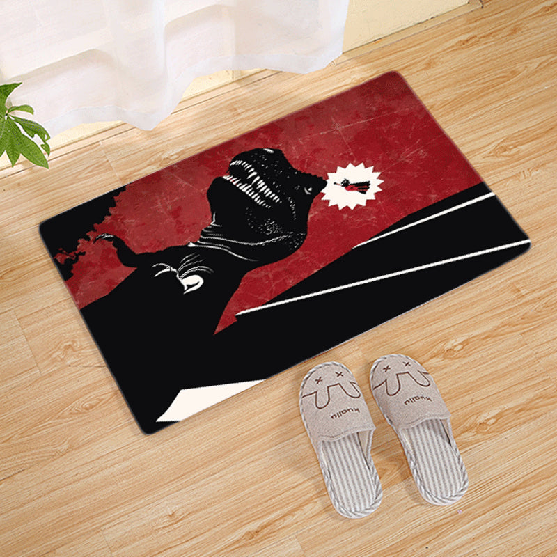 Halloween Flannel Floor Mat Non-Slip Bathroom Door Rug Skull Design