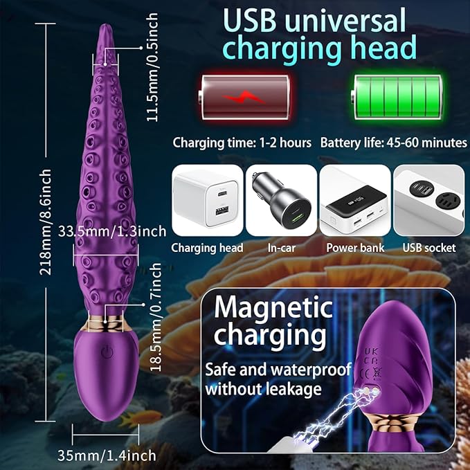 Monster Tentacle Vibrator - 9 Vibration Modes, Purple