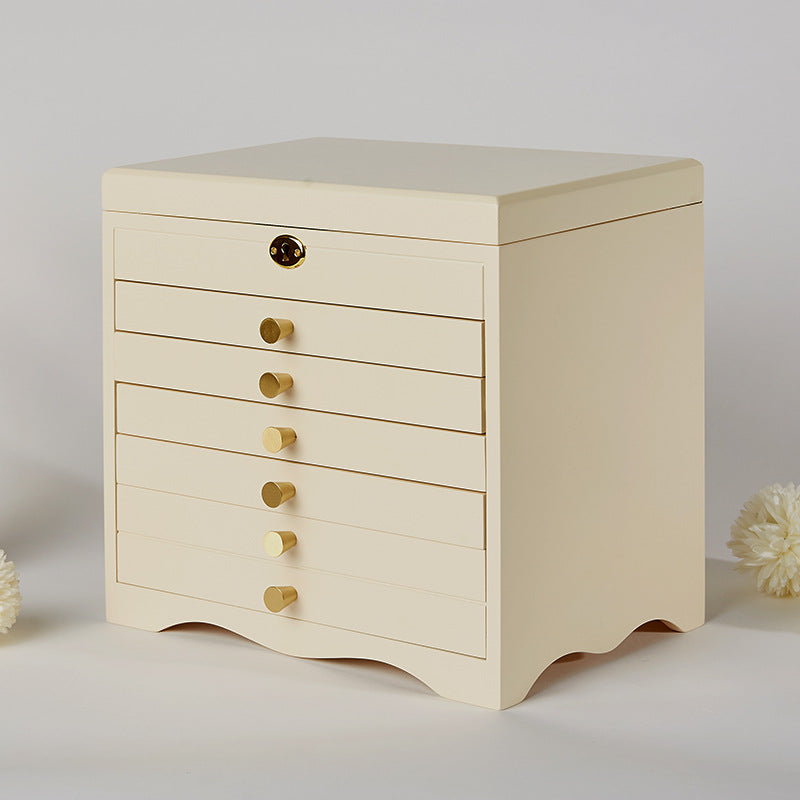 Multi-Layer Wooden Jewelry Storage Box for Desktop - Modern Home Organizer
