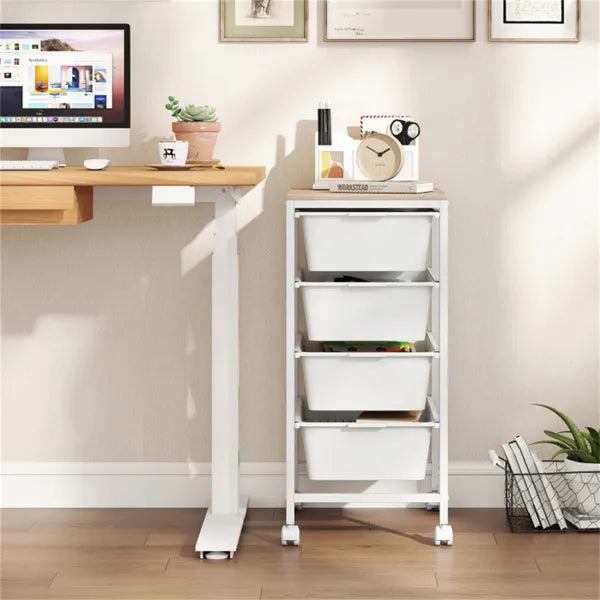 4-Drawer Rolling Storage Cart, Mobile Utility Organizer With MDF
