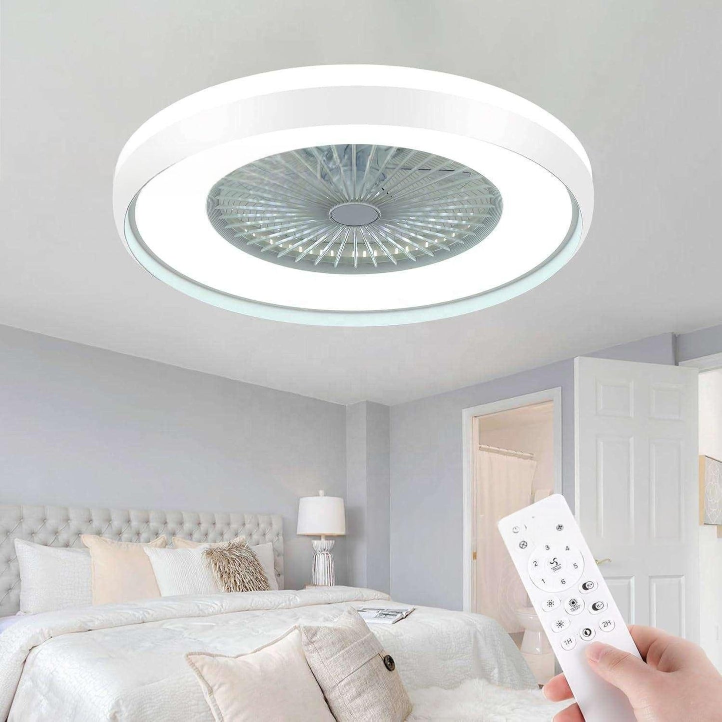 RGB Smart Ceiling Fan Light with Graffiti Design - Dimmable App Control