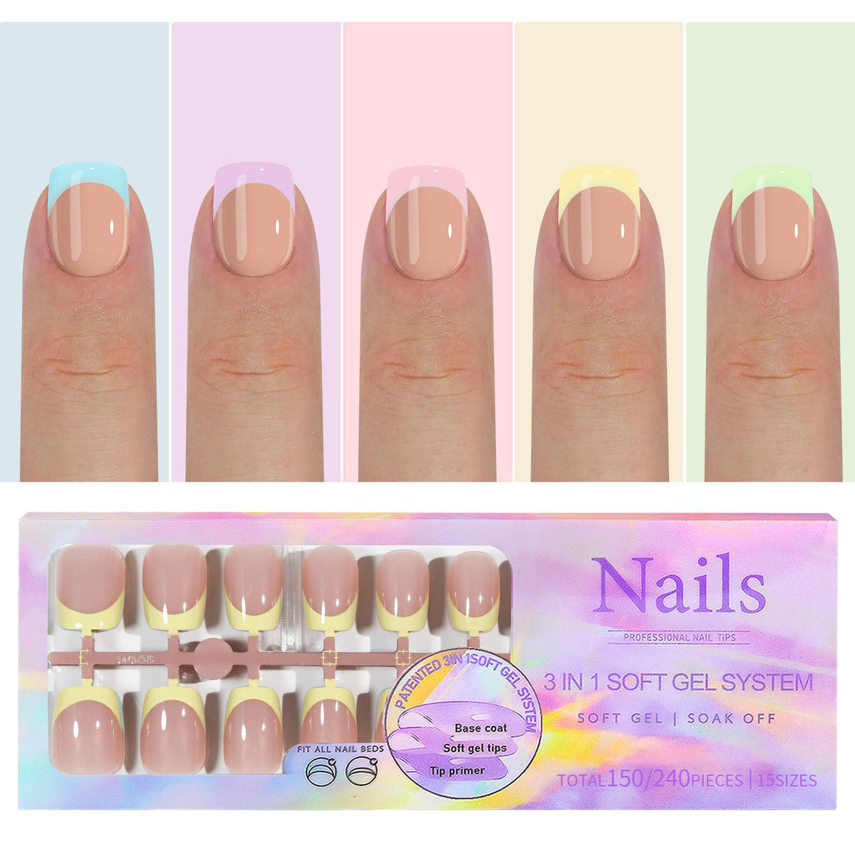 Manicure Nail Art & Wear Armor Set - French Seamless Detachable Tips